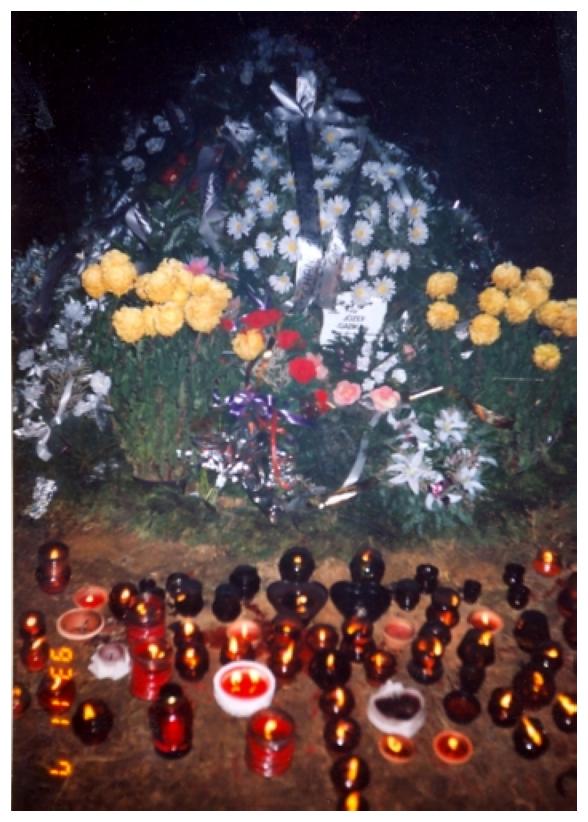 Kwiaty na grobie ks. Jzefa Gbki.